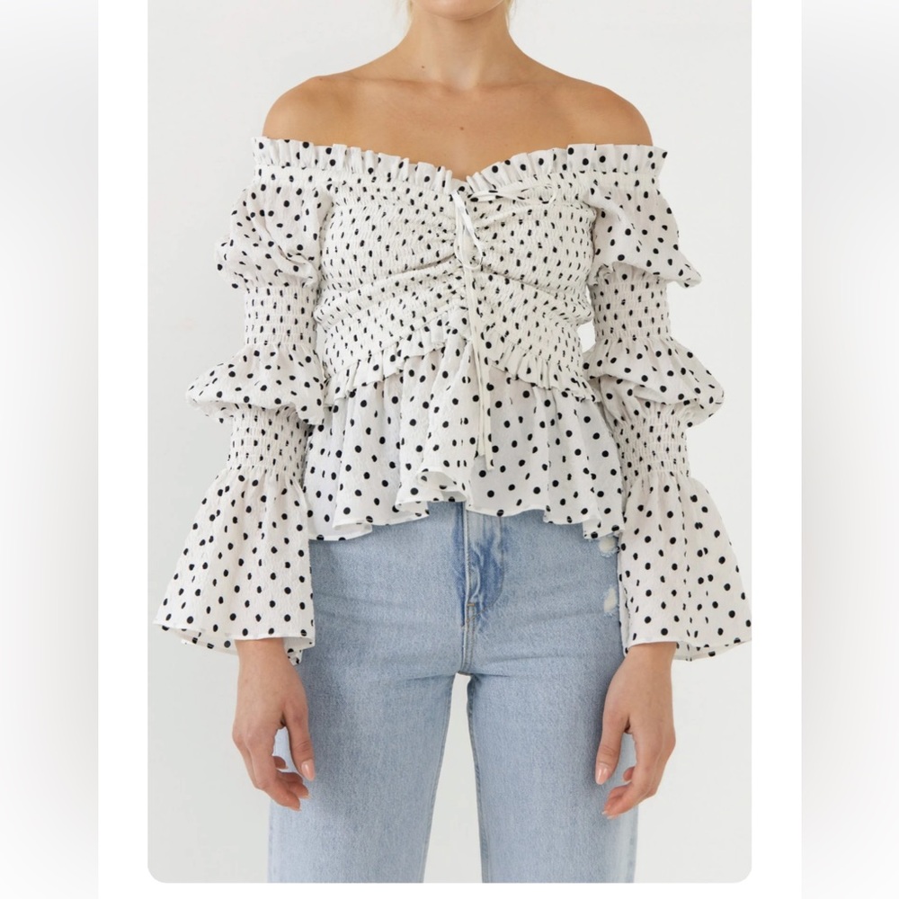 NWT ENGLISH FACTORY POLKA DOT TOP